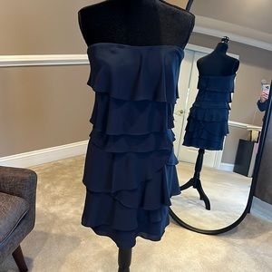 BCBG Max Azria navy blue ruffle dress